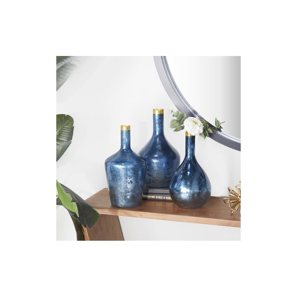 umai blue jar vase bowl plate set  