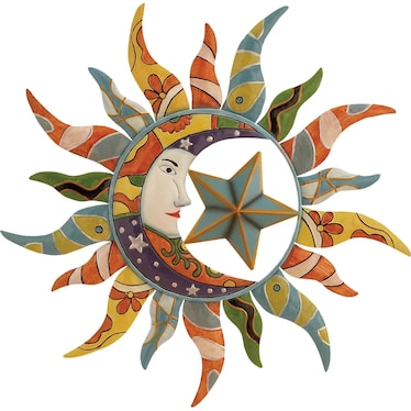 Multi Color Metal Sun Wall Décor 25"