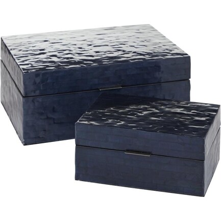 Set of 2 Blue Capiz Shell Boxes 8"/12"W
