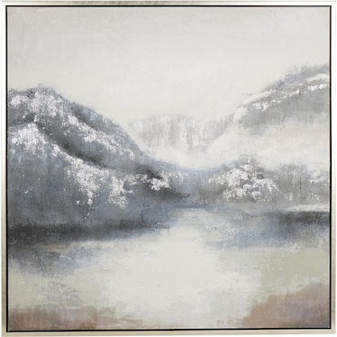 Abstract Mountain Wood Framed Canvas Art 47"W x 47"H