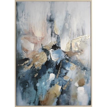 Blue, Black, and Gold Abstract Framed Canvas Art 47"W x 65"H
