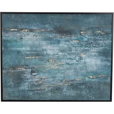 Blue Abstract Framed Canvas Art 47"W x 59"H