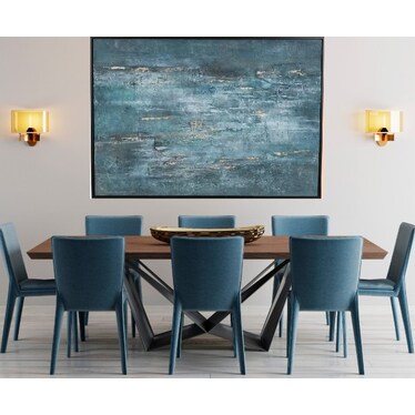 Blue Abstract Framed Canvas Art 47"W x 59"H