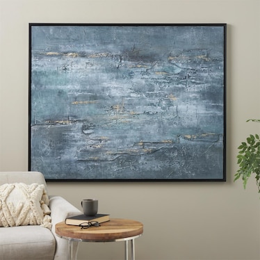 Blue Abstract Framed Canvas Art 47"W x 59"H