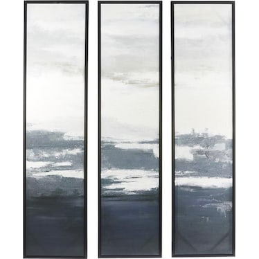 Set of 3 Dark Blue Framed Wall Art 18"W x 71"H