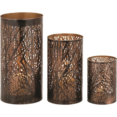 Set of 3 Metal Tree Cutout Hurricanes 5/9/12"H