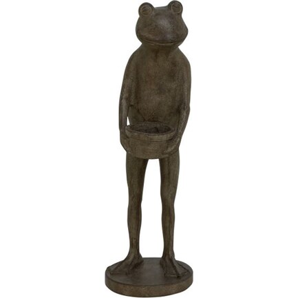 Frog Statue with Basket 6"W x 19"H