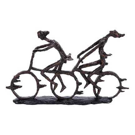 Two People Riding Bike Sculpture 21"W x 13"H
