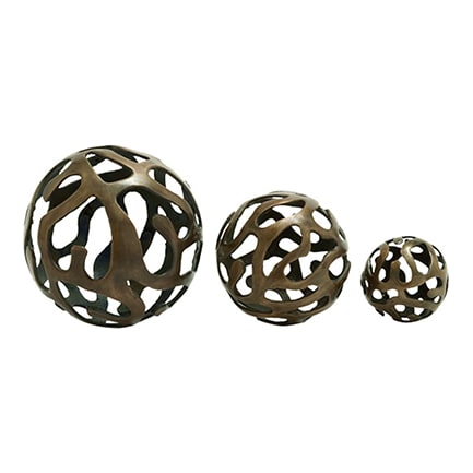 Set of 3 Bronze Aluminum Deco Balls 4/6/8"