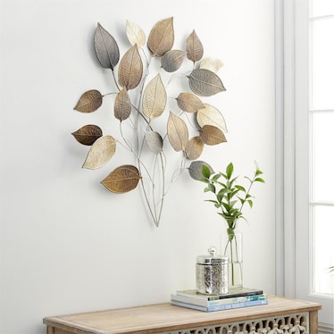 Bronze Metal Leaves Wall Decor 30"W x 33"H
