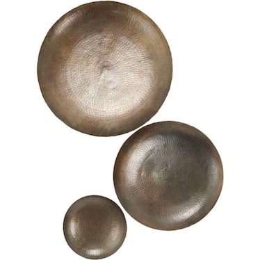 Set of 3 Bronze Metal Discs Wall Decor 17/29/35"H