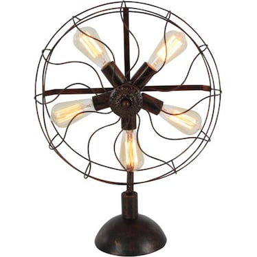 Metal Fan Accent Table Lamp With Bulbs 24"H