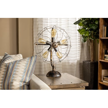 Metal Fan Accent Table Lamp With Bulbs 24"H