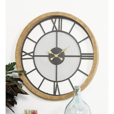 Wood and Metal Screen Wall Clock 40" Round