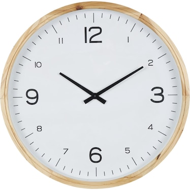 Natural Wood Frame Wall Clock 23" Round