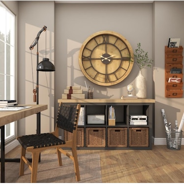 Wood and Metal Wall Clock 40"
