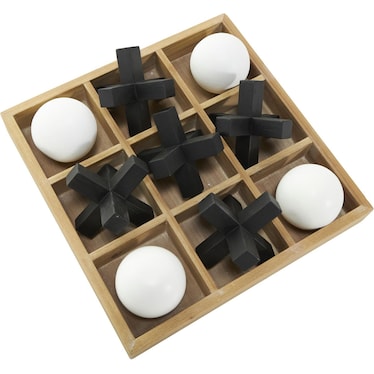 Brown, Black, and White Tic Tac Toe Board 12"W x 4"H