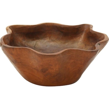 Brown Teak Bowl 12"W x 14"D x 6"H