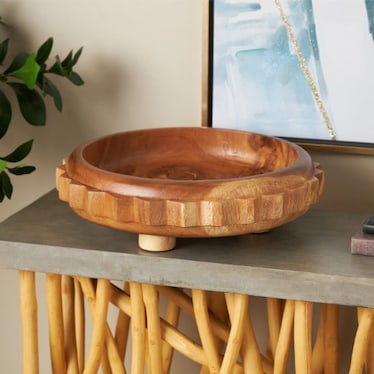 Teak Wood Bowl 18"L x 5"H