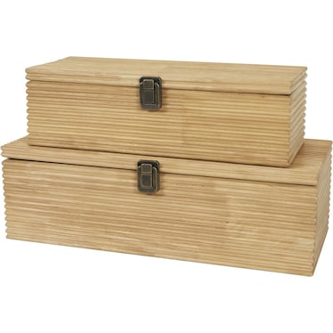 Set of 2 Natural Wood Boxes 16/19"
