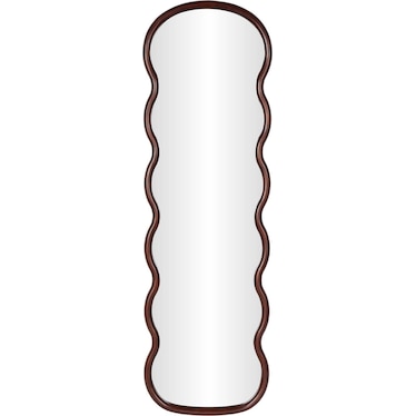 Dark Brown Wood Wavy Leaner Mirror 22"W x 71"H