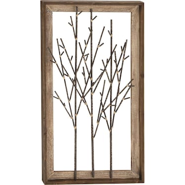 Metal and Wood Trees Wall Decor 20"W x 36"H