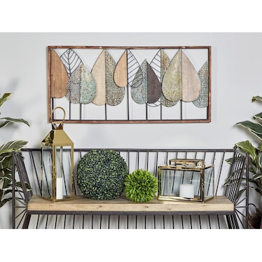 Metal and Wood Trees Modern Wall Decor 47"W x 22"H