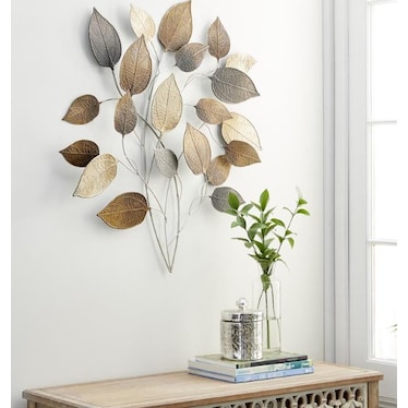 Bronze Metal Leaves Wall Décor 30"W x 33"H