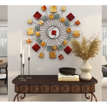 Adolfo Metal Circle of Squares Wall Art 32"