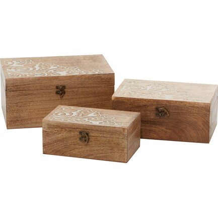 Set of 3 Wood Boxes 5/7/8"