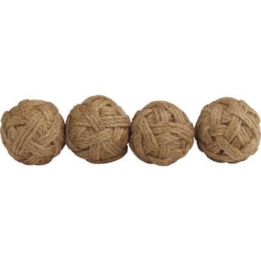 Set of 4 Brown Jute Orbs 4"