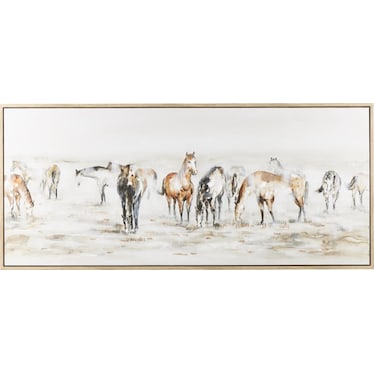 Horses Framed Canvas Art 71"W x 32"H