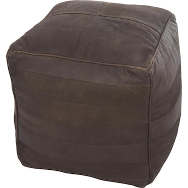 Dark Brown Leather Pouf 21"W x 18"H