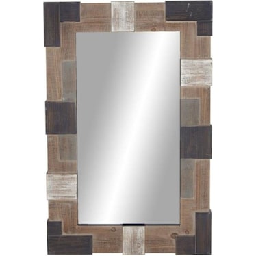 Brown and Black Wood Wall Mirror 29"W x 46"H