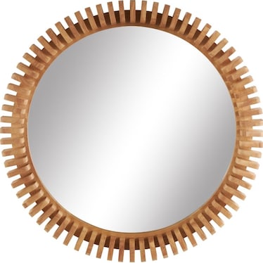 Wood Block Trim Wall Mirror 32" Round