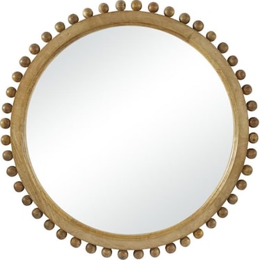Natural Wood Wall Mirror 35" Round