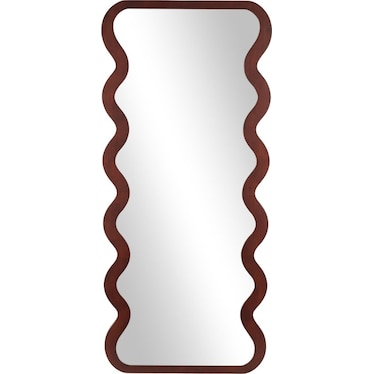 Brown Wood Wavy Wall Mirror 31"W x 71"H