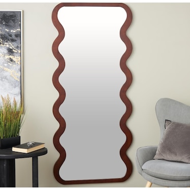 Brown Wood Wavy Wall Mirror 31"W x 71"H