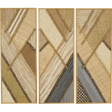 Set of 3 Mixed Media Wall Decor 12"W x 32"H