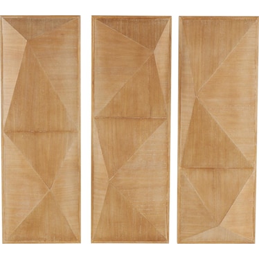 Set of 3 Wood Geo Wall Panel Art 12"W x 35"H