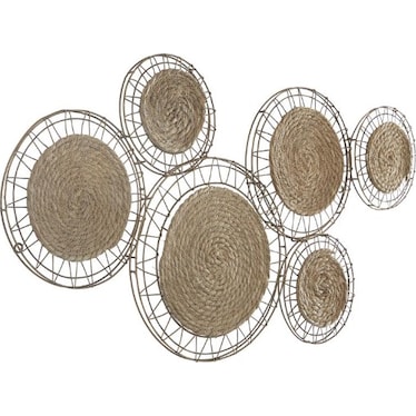Metal and Reed Circle Wall Décor 40"W x 21"H