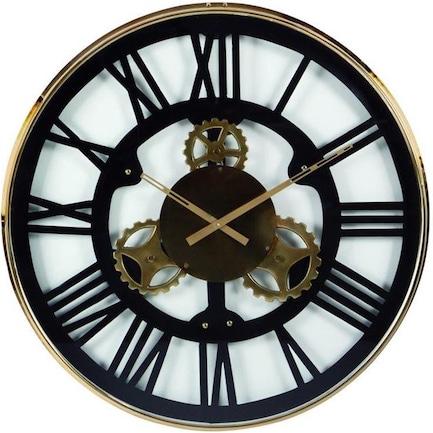 Black and Gold Steel Wall Clock 32"