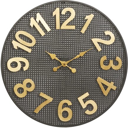 Black with Gold Numbers Metal Wall Clock 32"