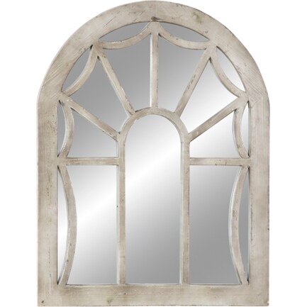 Antique White Arch Wood Mirror 36"W x 44"H