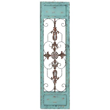 Wood and Metal Turquoise Wall Décor Panel 14"W x 47"H