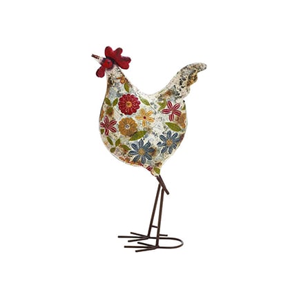 Floral Painted Rooster 10"W x 17"H