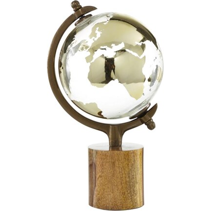 Glass and Wood Globe 8"W x 15"H