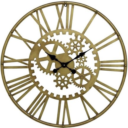 Gold Gears Metal Wall Clock 32"