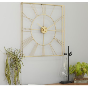 Gold Square Wall Clock 24"W x 24"H