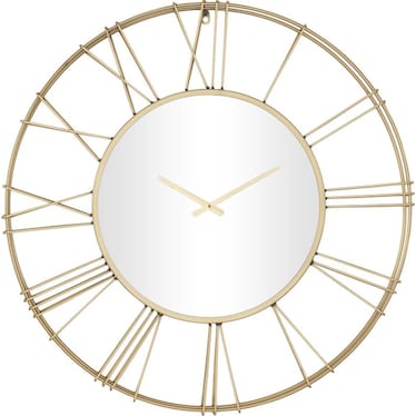 Gold Mirror Wall Clock 30" Round